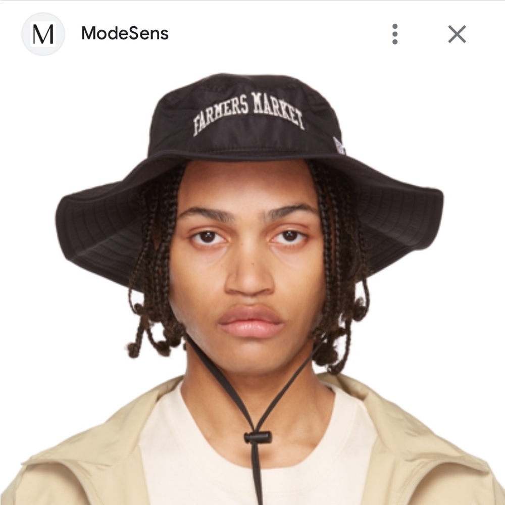 Black Bucket Hat with Chin Strap